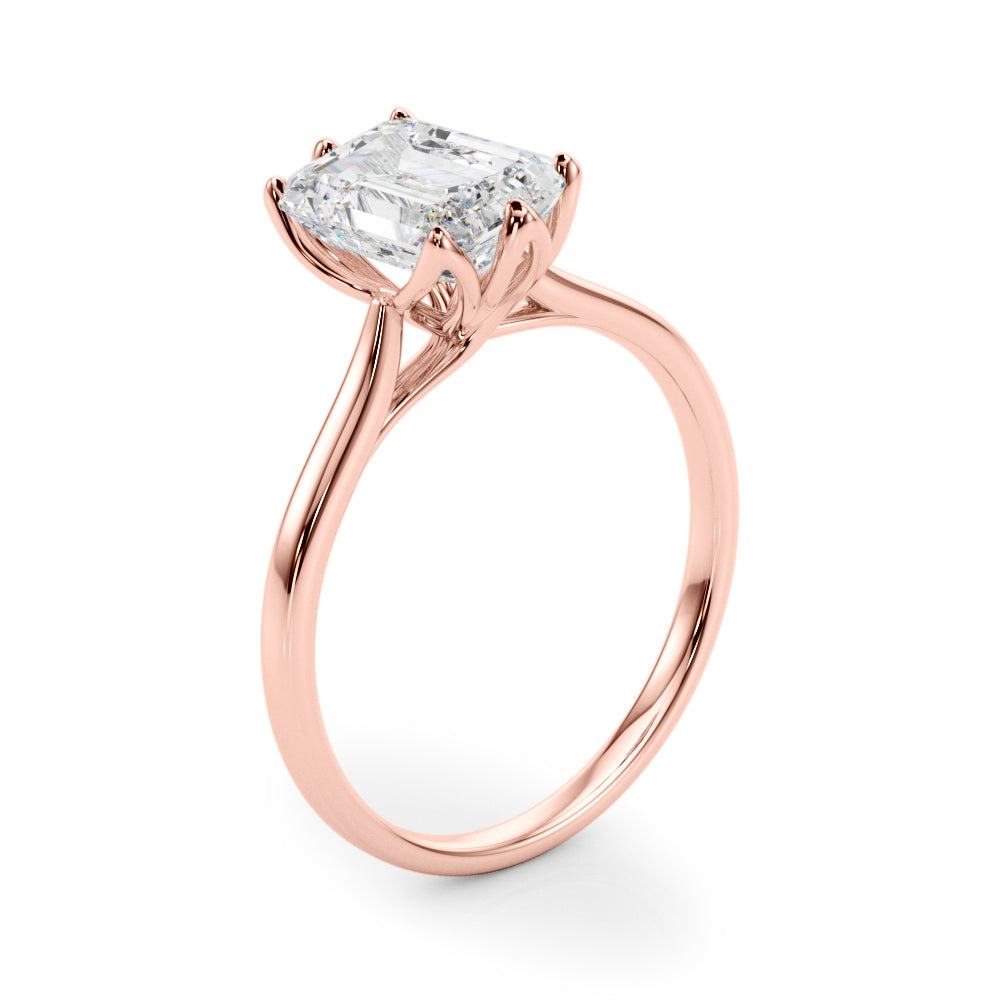 Lab-Grown D-VVS Emerald Cut Diamond 6-Prong Solitaire Engagement Ring Gift For Her