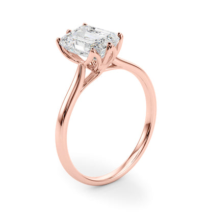 Lab-Grown D-VVS Emerald Cut Diamond 6-Prong Solitaire Engagement Ring Gift For Her