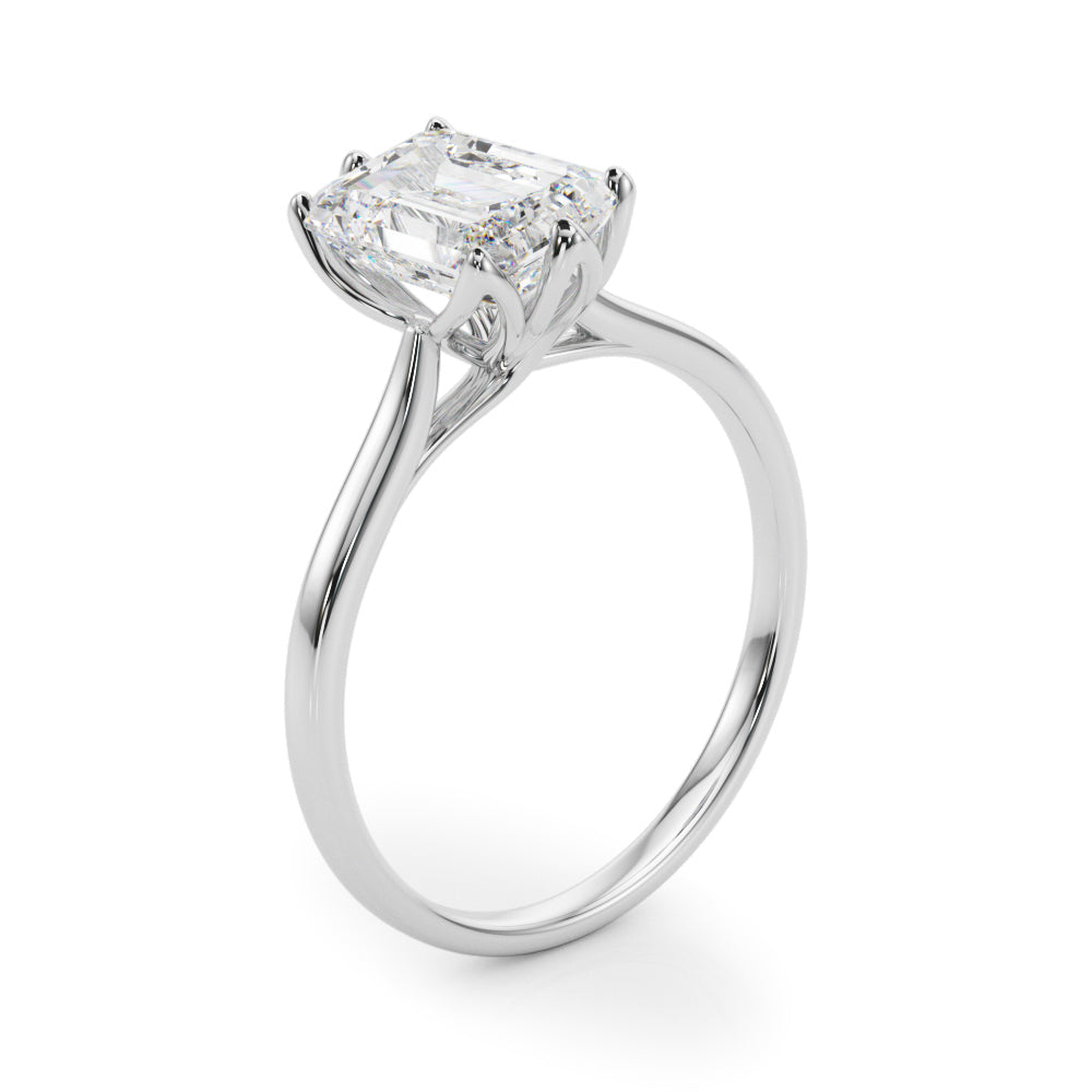 Lab-Grown D-VVS Emerald Cut Diamond 6-Prong Solitaire Engagement Ring Gift For Her