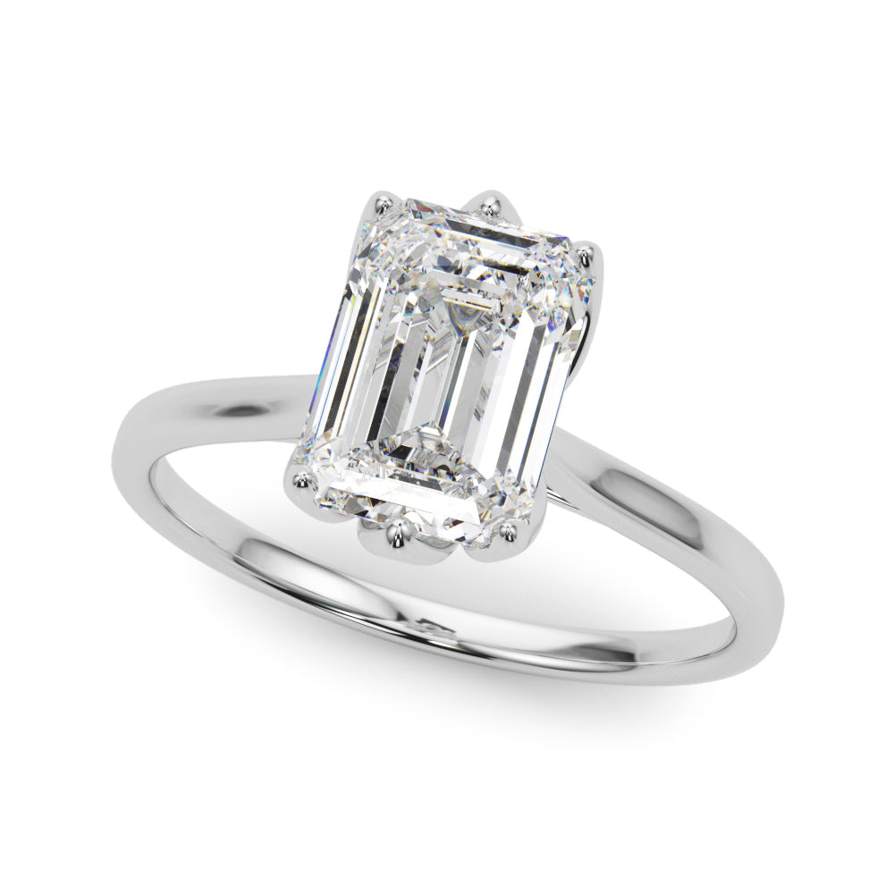 Lab-Grown D-VVS Emerald Cut Diamond 6-Prong Solitaire Engagement Ring Gift For Her
