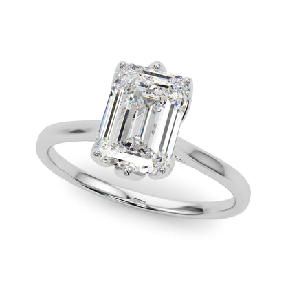 Lab-Grown D-VVS Emerald Cut Diamond 6-Prong Solitaire Engagement Ring Gift For Her