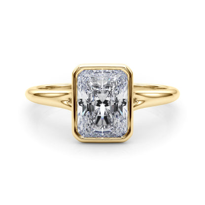 Lab-Grown Radiant Cut Diamond Bezel Set Solitaire Engagement Ring. 