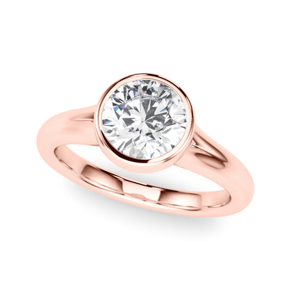 Lab Grown Diamond D-VVS Round Cut Bezel Set Solitaire Wedding Ring Birthday Gift for Her
