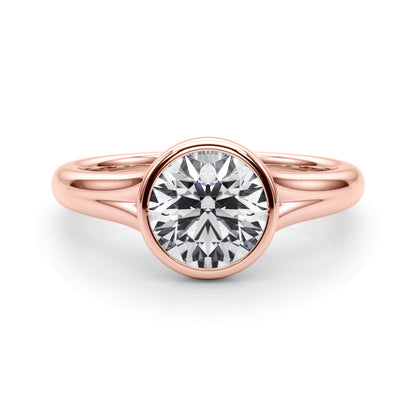Lab Grown Diamond D-VVS Round Cut Bezel Set Solitaire Wedding Ring Birthday Gift for Her