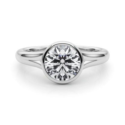 Lab Grown Diamond D-VVS Round Cut Bezel Set Solitaire Wedding Ring Birthday Gift for Her