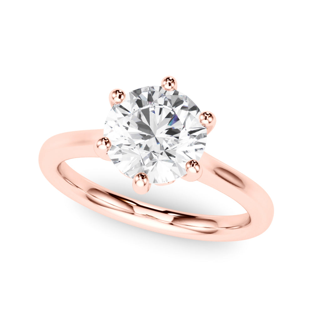 Round Cut Solitaire Lab Grown Diamond 6 Prong Set Engagement Ring Gift for Her
