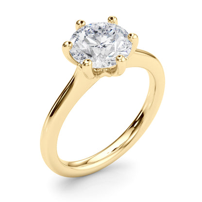 Round Cut Solitaire Lab Grown Diamond 6 Prong Set Engagement Ring Gift for Her