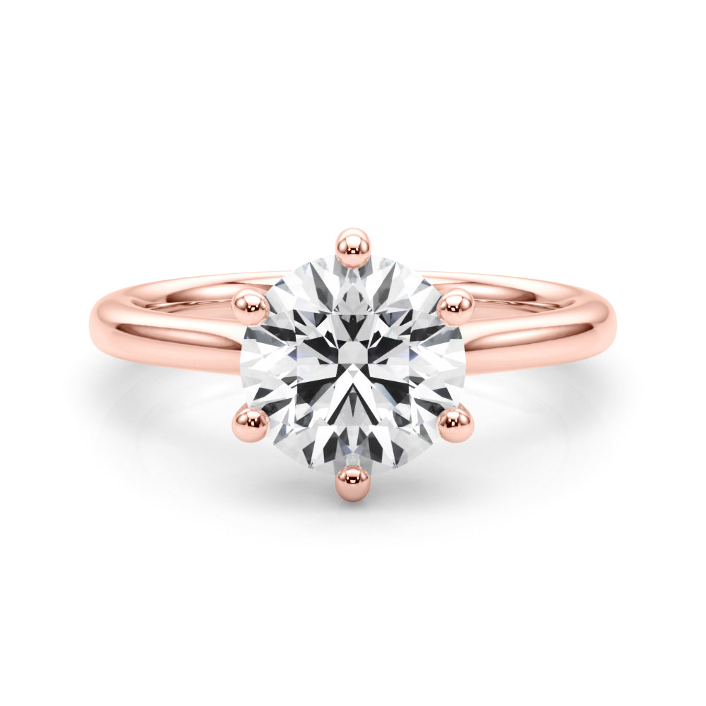 Round Cut Solitaire Lab Grown Diamond 6 Prong Set Engagement Ring Gift for Her