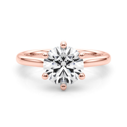 Round Cut Solitaire Lab Grown Diamond 6 Prong Set Engagement Ring Gift for Her