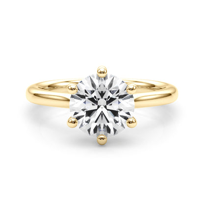 Round Cut Solitaire Lab Grown Diamond 6 Prong Set Engagement Ring Gift for Her