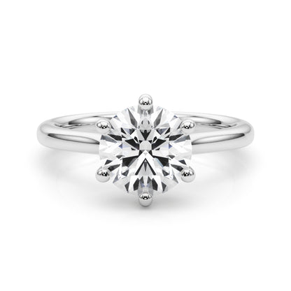 Round Cut Solitaire Lab Grown Diamond 6 Prong Set Engagement Ring Gift for Her