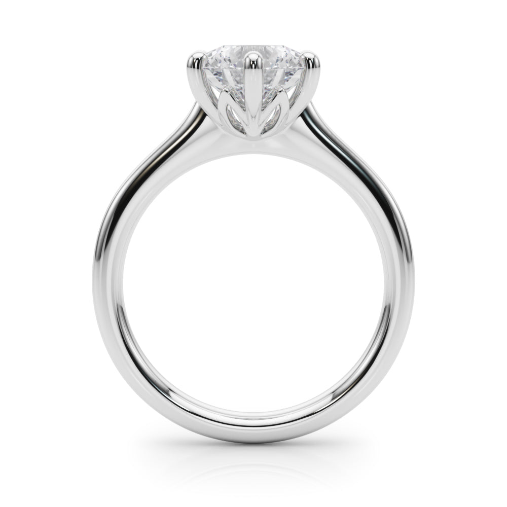 Round Cut Solitaire Lab Grown Diamond 6 Prong Set Engagement Ring Gift for Her