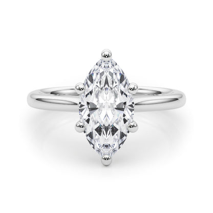 Lab-Grown Marquise Cut Diamond  Floral Six-Prong Solitaire Engagement Ring. 