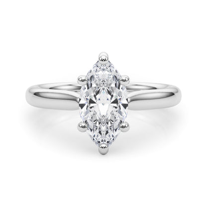Lab-Grown D-VVS Marquise Cut Diamond 6-Prong Solitaire Engagement Ring.