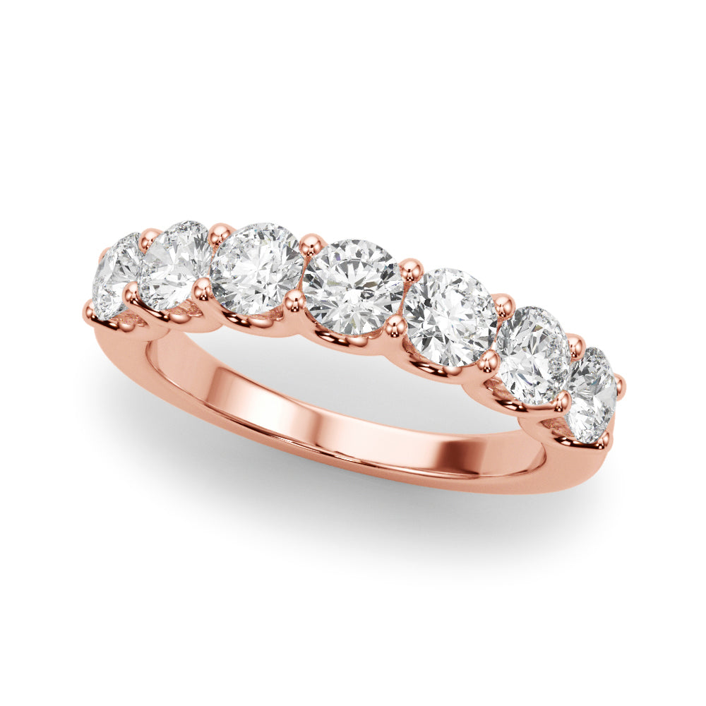Lab Grown Round Diamond 7 Stone U Prong Set Diamond Ring D Color VVS Clarity