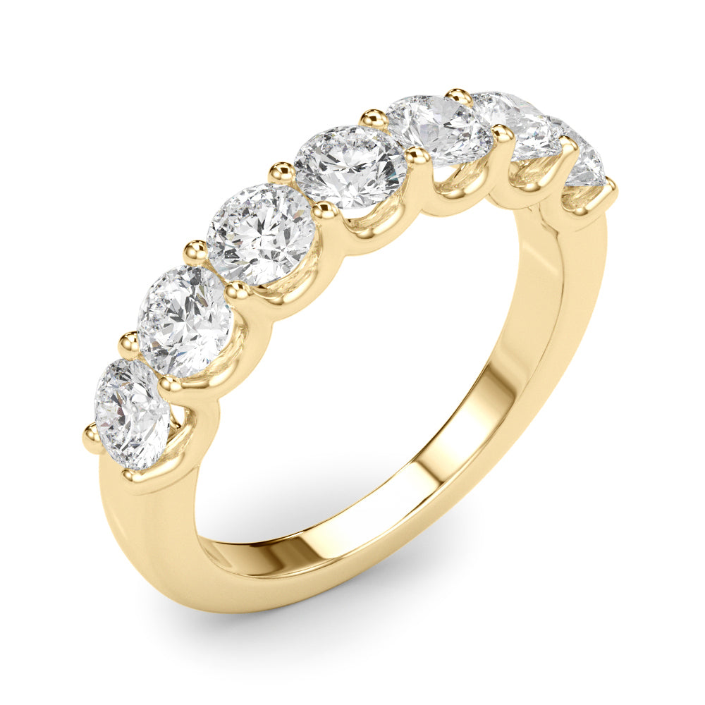 Lab Grown Round Diamond 7 Stone U Prong Set Diamond Ring D Color VVS Clarity