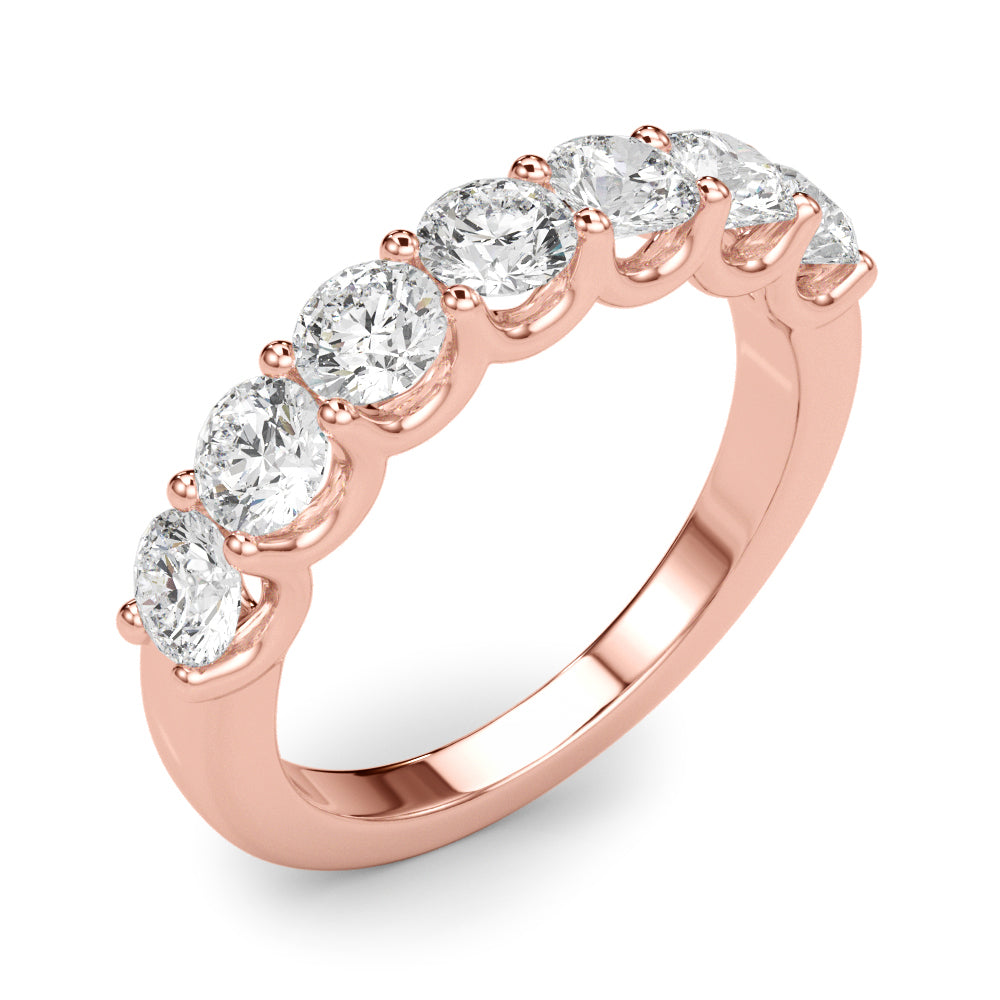 Lab Grown Round Diamond 7 Stone U Prong Set Diamond Ring D Color VVS Clarity