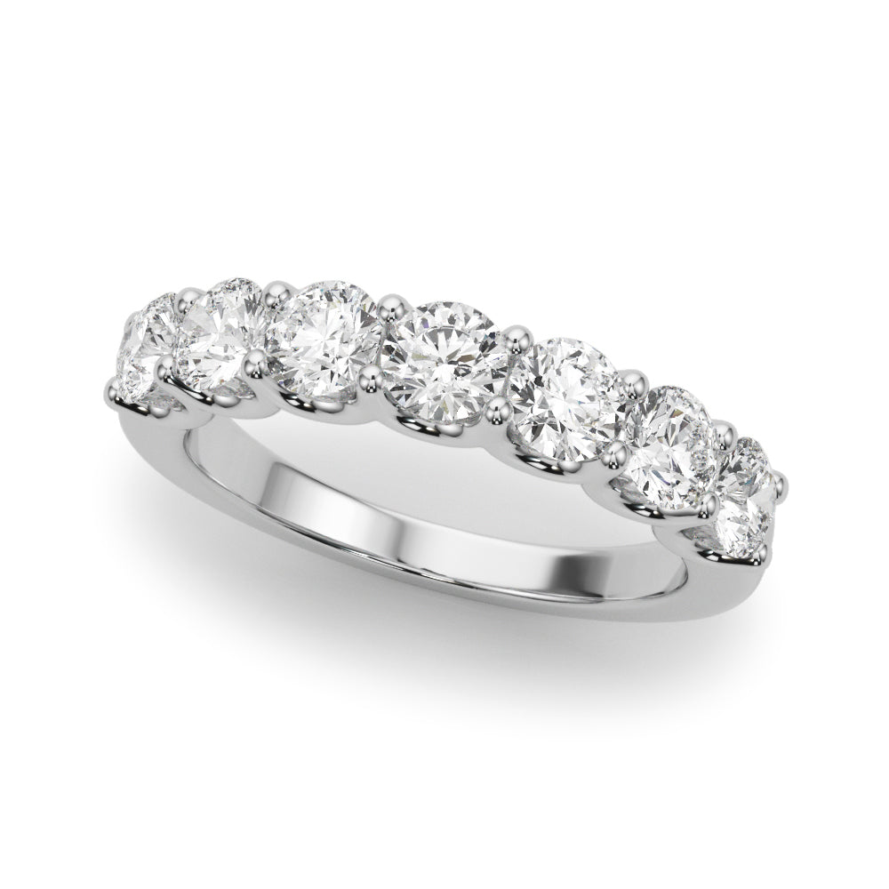 Lab Grown Round Diamond 7 Stone U Prong Set Diamond Ring D Color VVS Clarity
