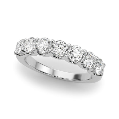 Lab Grown Round Diamond 7 Stone U Prong Set Diamond Ring D Color VVS Clarity