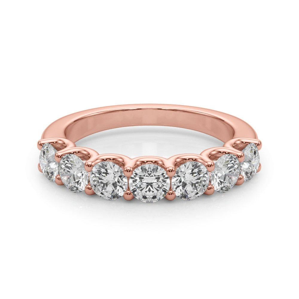 Lab Grown Round Diamond 7 Stone U Prong Set Diamond Ring D Color VVS Clarity