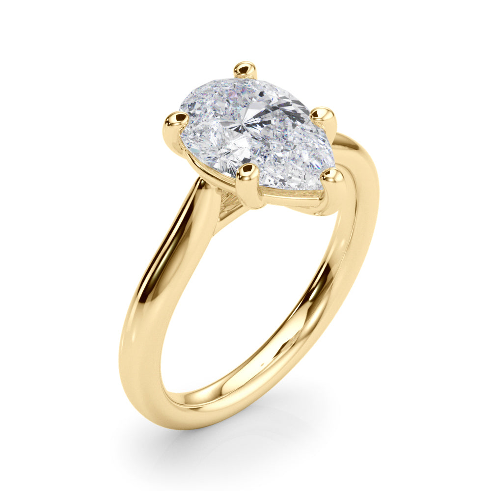 IGI Lab-Grown Pear Diamond Five Prong Solitaire Engagement Ring, D Color VVS Clarity