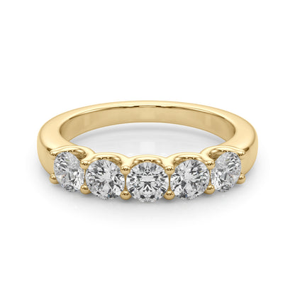 Lab-Grown Round Diamond Shared U Prong 5-Stone Diamond Ring, DE Color VVS Clarity
