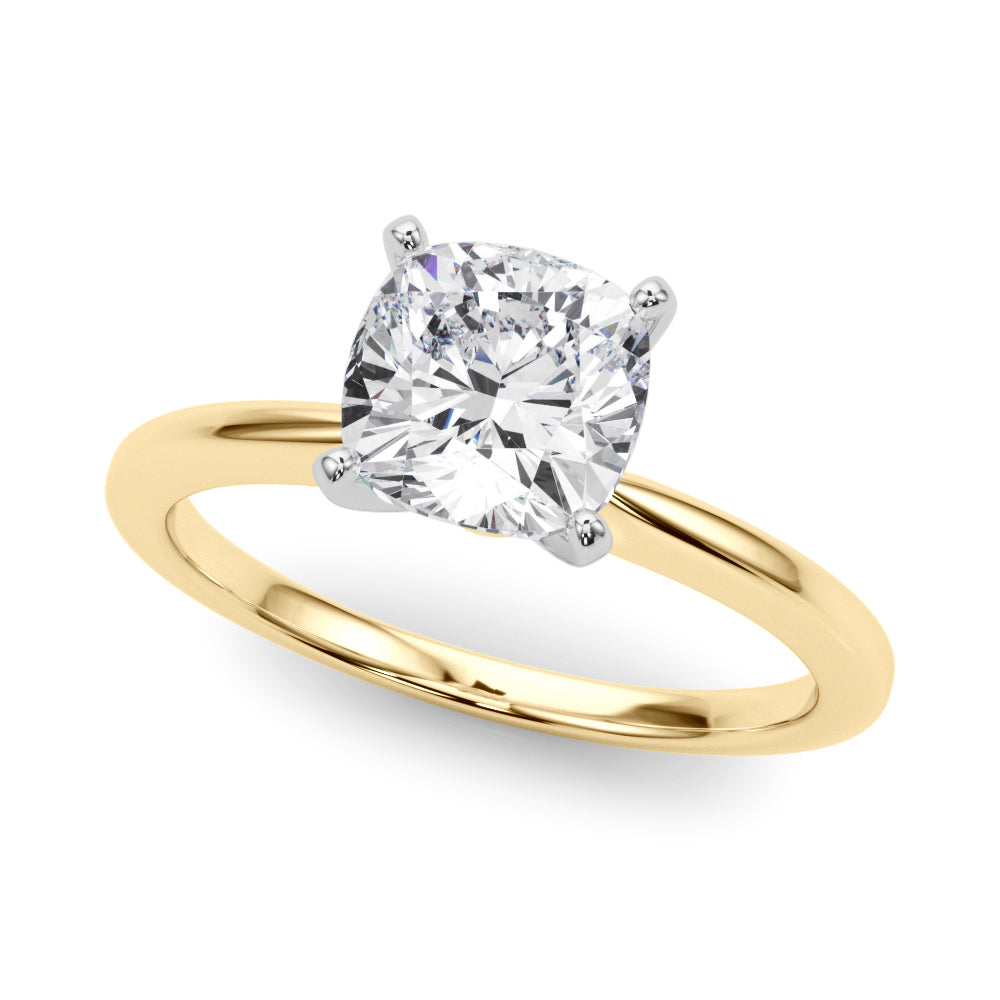 IGI Lab-Grown Cushion Diamond Four Prong Solitaire Engagement Ring, D Color VVS Clarity