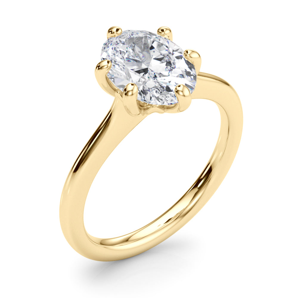 IGI Lab-Grown Oval Diamond 6 Prong Solitaire Engagement Ring, D Color VVS Clarity