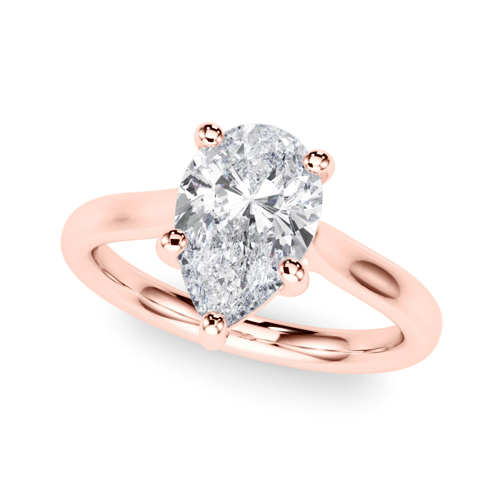 IGI Lab-Grown Pear Diamond Five Prong Solitaire Engagement Ring, D Color VVS Clarity