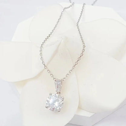 0.50Ct Solitaire Round Diamond Pendant Necklace in White Gold