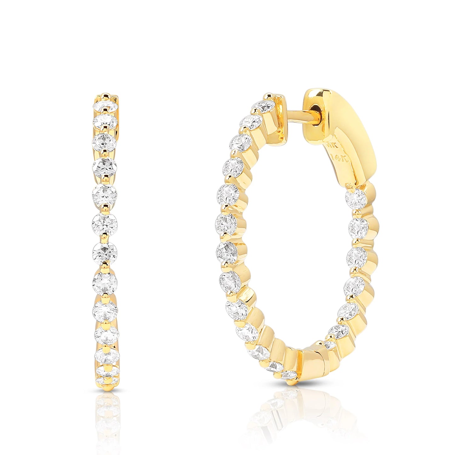 3.06Ct Lab Grown Diamond Hoop Earring Huggie Studs in Gold