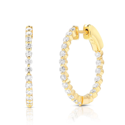 3.06Ct Lab Grown Diamond Hoop Earring Huggie Studs in Gold