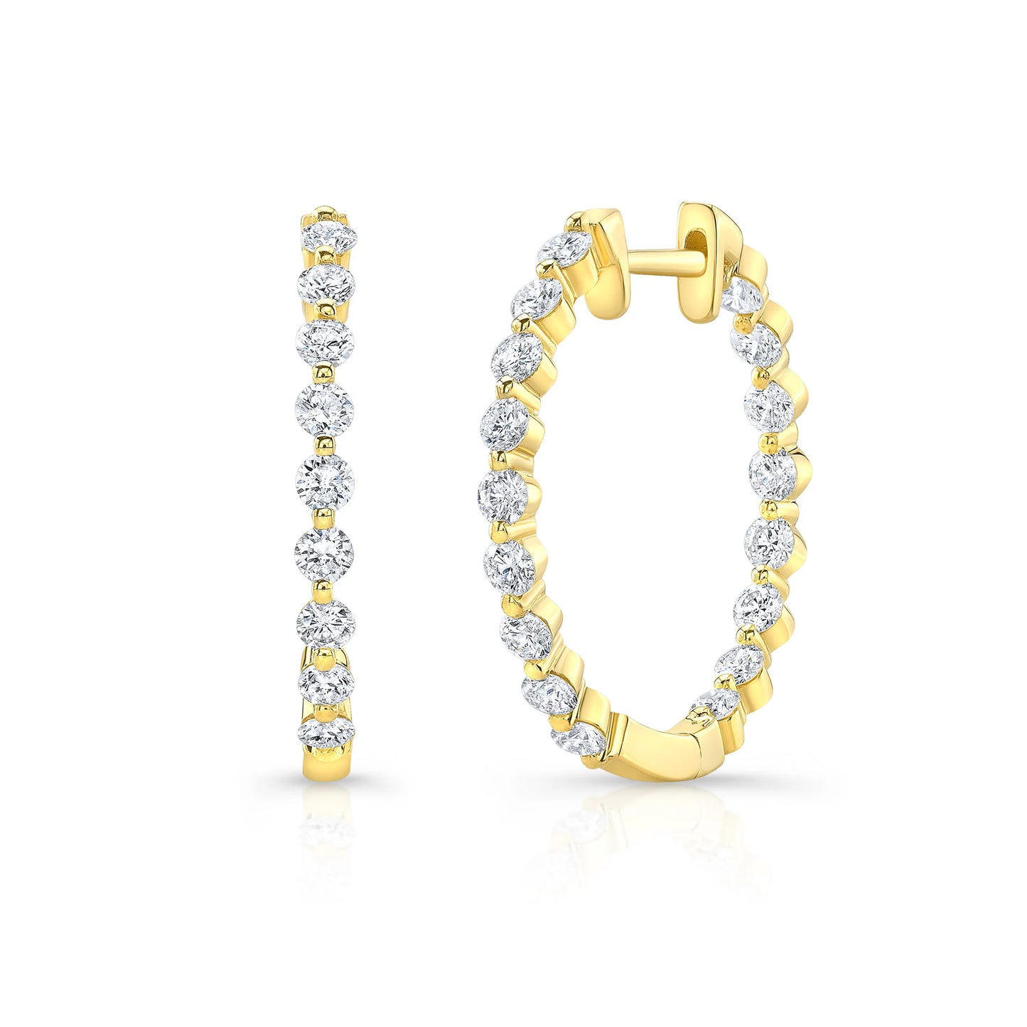 3.06Ct Lab Grown Diamond Hoop Earring Huggie Studs in Gold