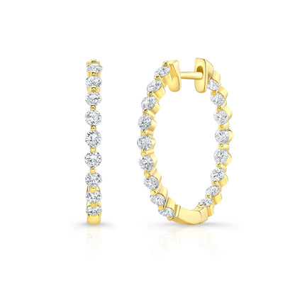 3.06Ct Lab Grown Diamond Hoop Earring Huggie Studs in Gold