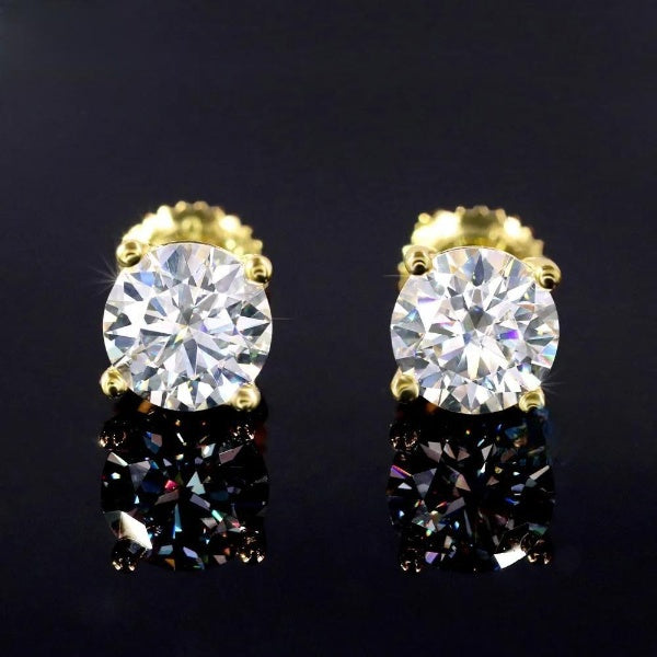 1.50Ct Premium Diamond Claw Set Studs Earring In Yellow Gold
