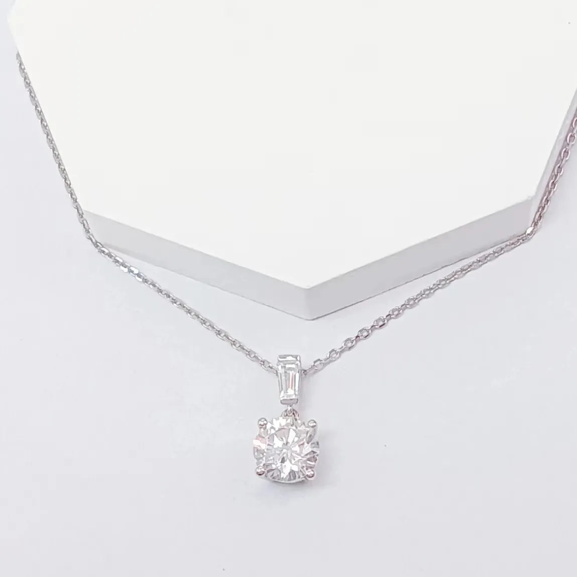 0.50Ct Solitaire Round Diamond Pendant Necklace in White Gold