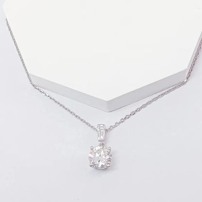 0.50Ct Solitaire Round Diamond Pendant Necklace in White Gold