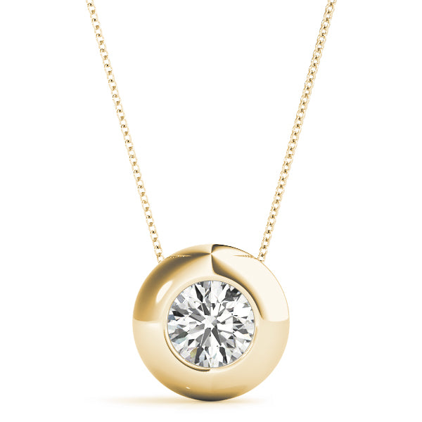 Natural Round Shape Bezel Set Pendant – Minimalist Elegance