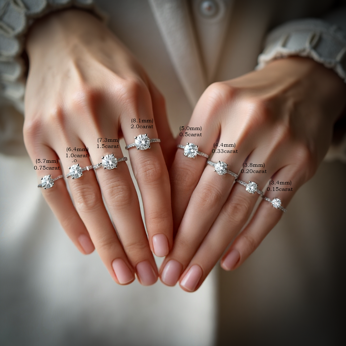 IGI Lab-Grown Round Cut Diamond Four-Claw Solitaire Engagement Ring Gift for Her.