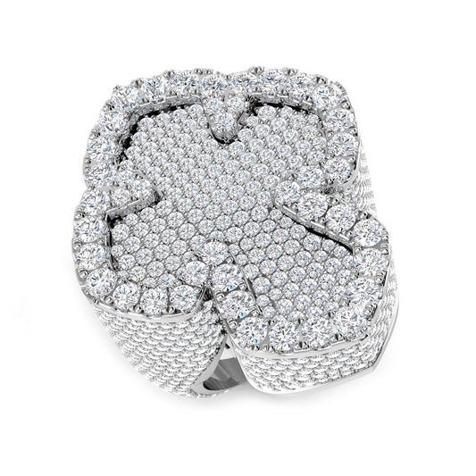 7.05 Carat Round Diamond Cluster Pavé Setting Cross-Shaped Ring