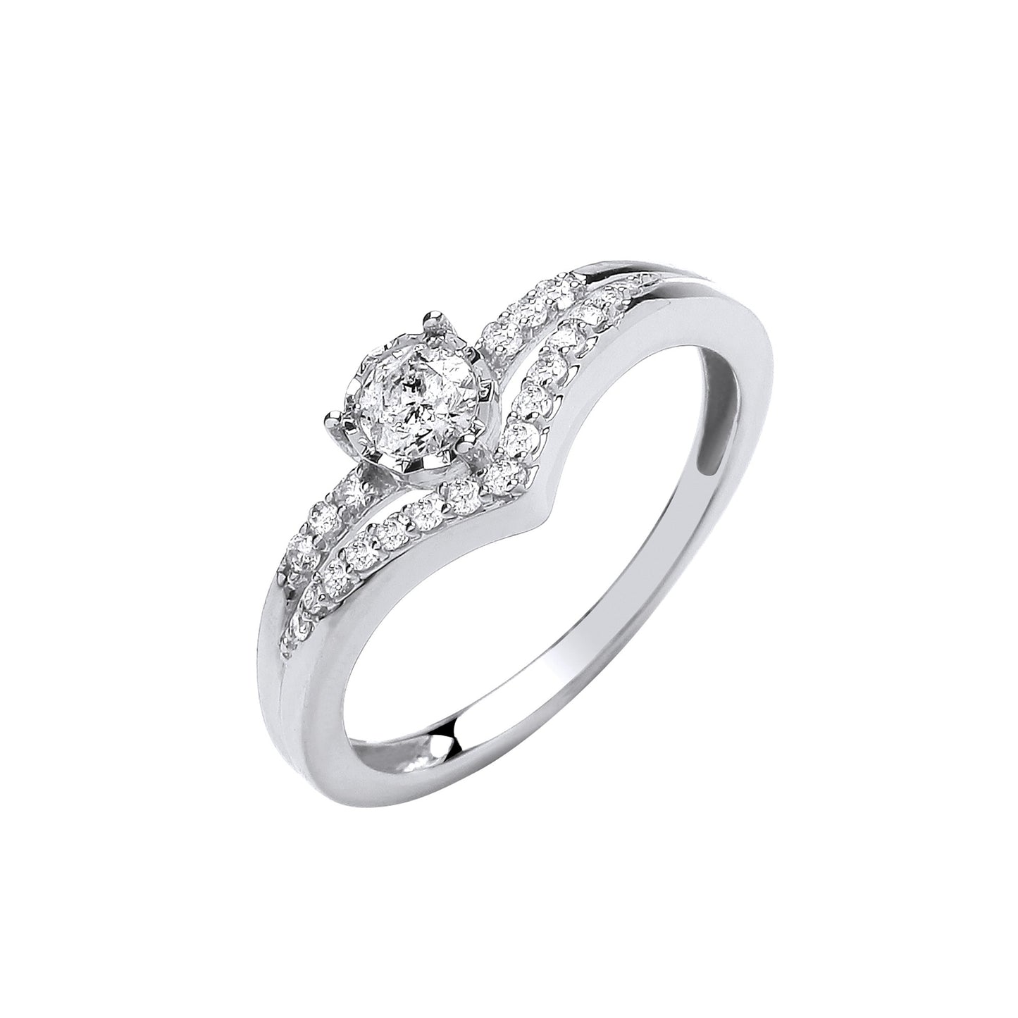 0.33Ct Round Diamond Split Shank Halo Ring in White Gold