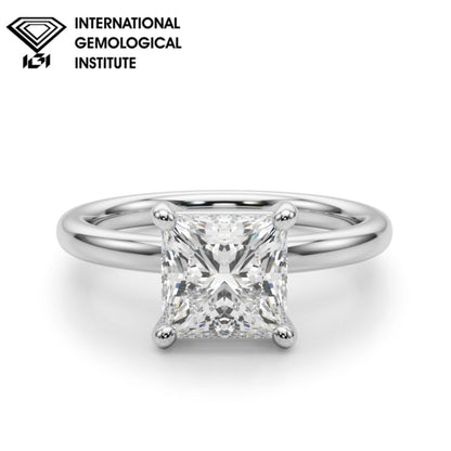 Cathedral IGI Lab-Grown D-VVS Princess Cut Diamond Solitaire Engagement Ring Gift For Her.