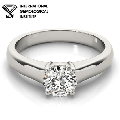 IGI Lab-Grown Round Cut Diamond Twisted Solitaire Engagement Ring Gift for Her.