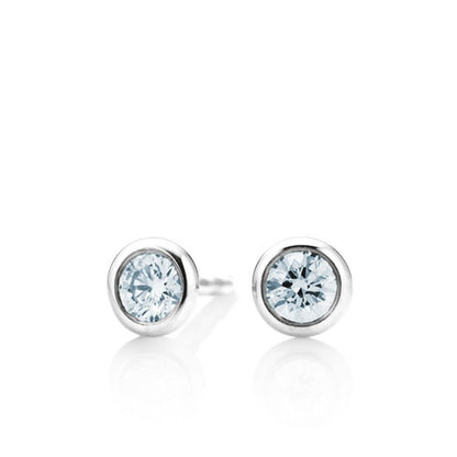 0.50Ct Lab Grown Diamond Bezel Set Solitaire Studs Earrings in White Gold