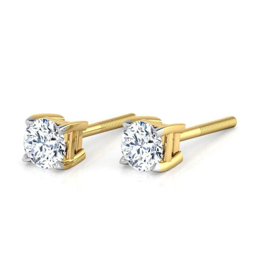 0.30Ct Lab Grown Diamond Solitaire Stud Earrings in Yellow Gold