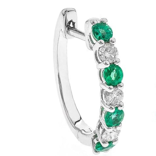 0.06Ct Lab Grown and Emerald Diamond Silver Hoop Earrings