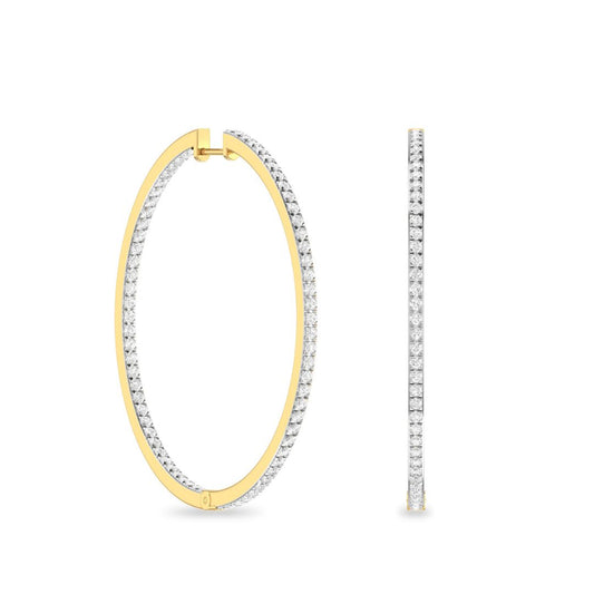 2.00Ct Lab Grown Diamond Hoop Earring in Yellow Gold