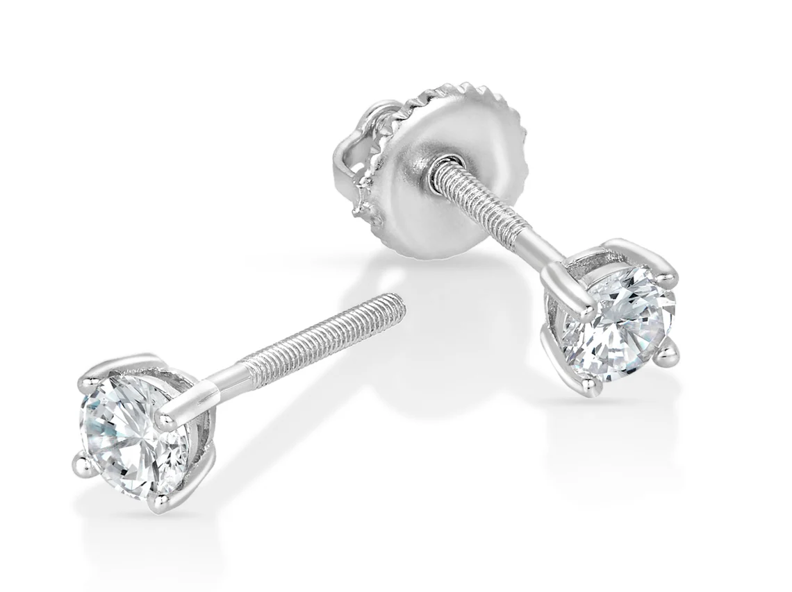 0.20Ct Round Solitaire Diamond Studs Earring In White Gold