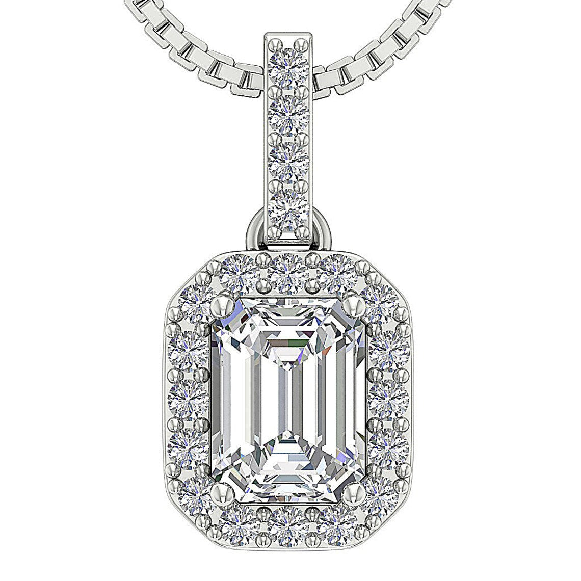 1.38Ct Emerald Solitaire Lab Grown Diamond Pendant Necklace in Gold