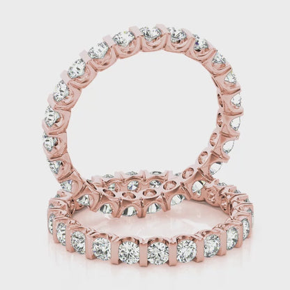 0.50-3.00ct Lab-Grown Round Cut D/VVS Diamond Bar Set Full Eternity Wedding Ring.